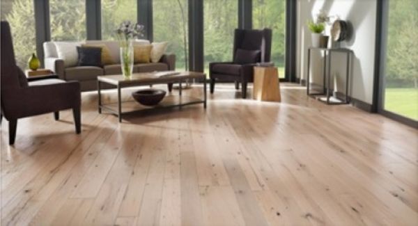 Light hardwood flooring in a living toom